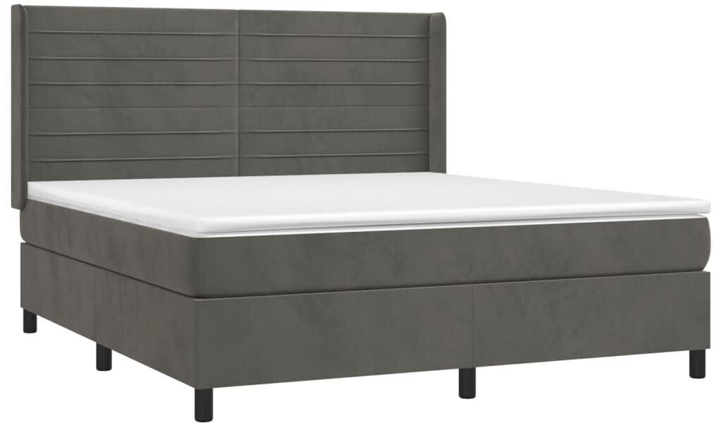 vidaXL Box spring bed with mattress & LED 180x200cm velvet (3139638)