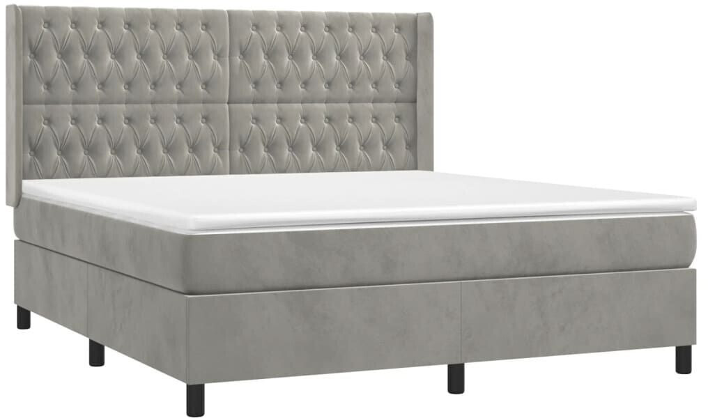 vidaXL Box spring bed with mattress & LED 180x200cm velvet (3139757)