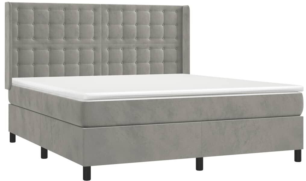 vidaXL Box spring bed with mattress & LED 180x200cm velvet (3139817)