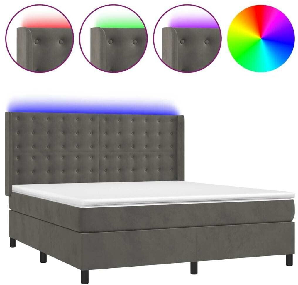 vidaXL Box spring bed with mattress & LED 180x200cm velvet (3139818)