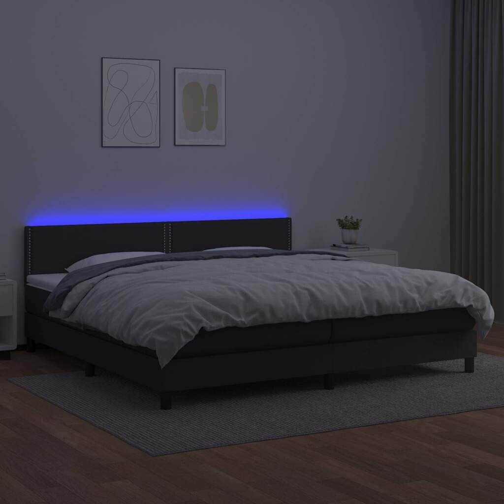 vidaXL Box spring bed with mattress & LED 200x200cm artificial leather (3134183)