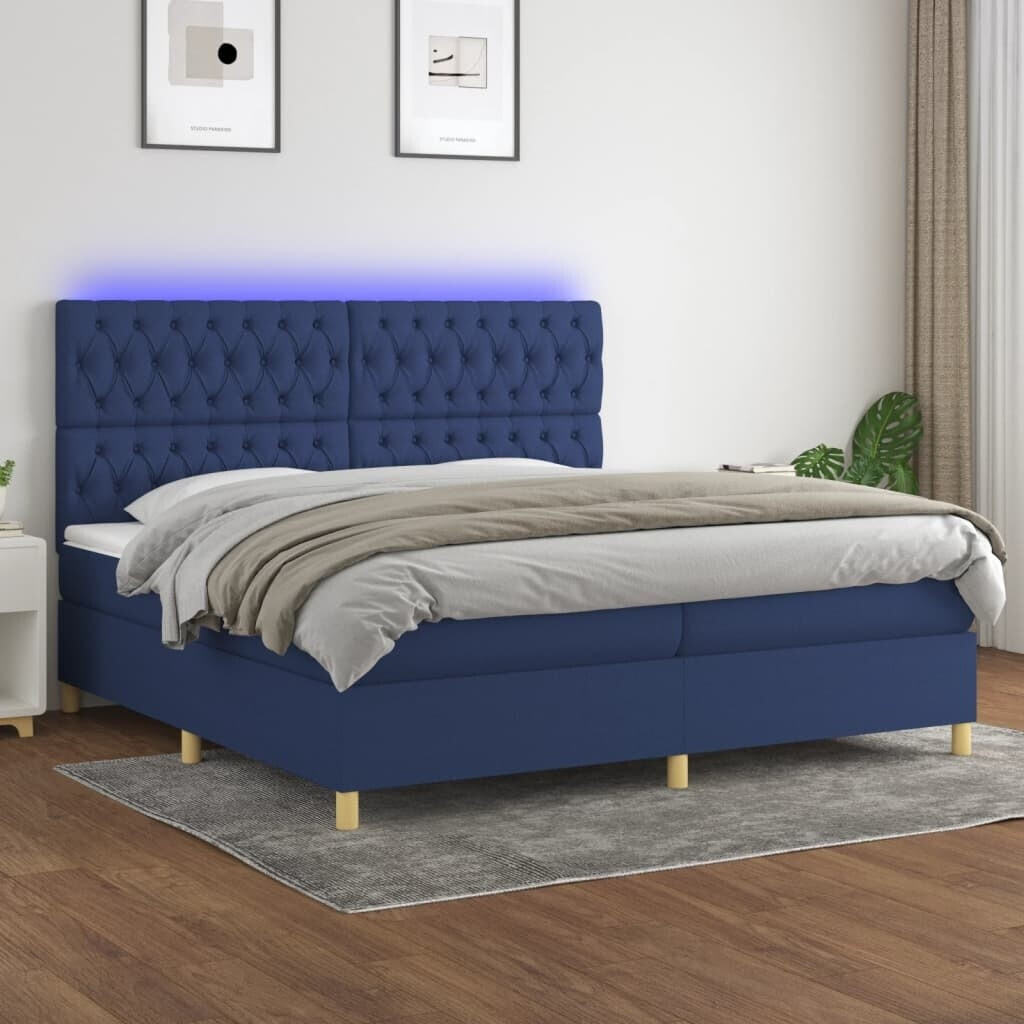 vidaXL Box spring bed with mattress & LED 200x200cm fabric (3135707)