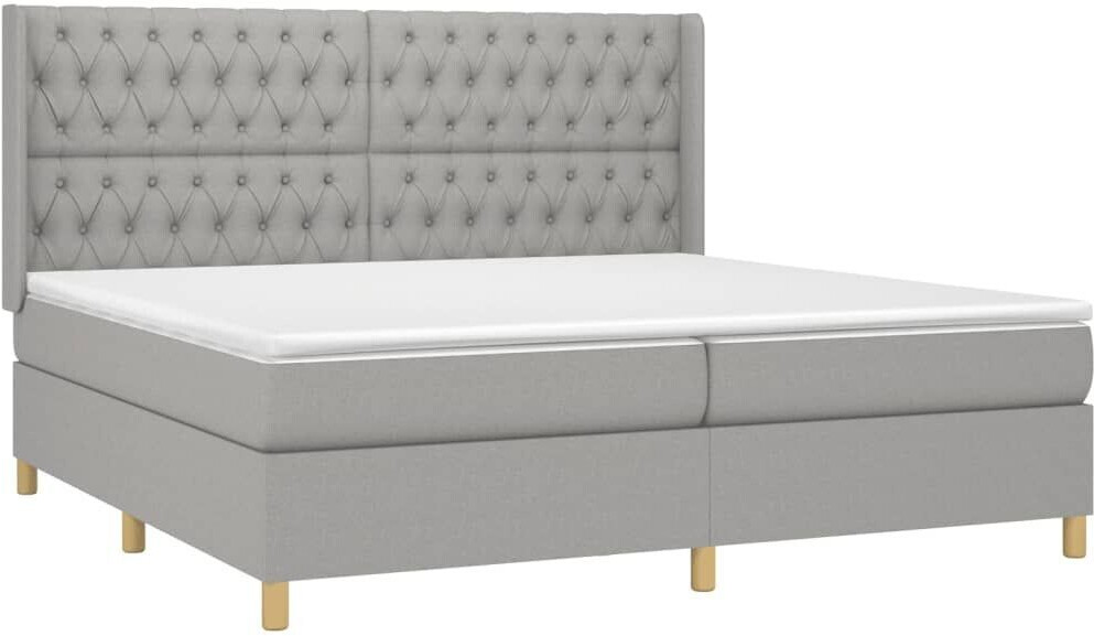 vidaXL Box spring bed with mattress & LED 200x200cm fabric (3139141)