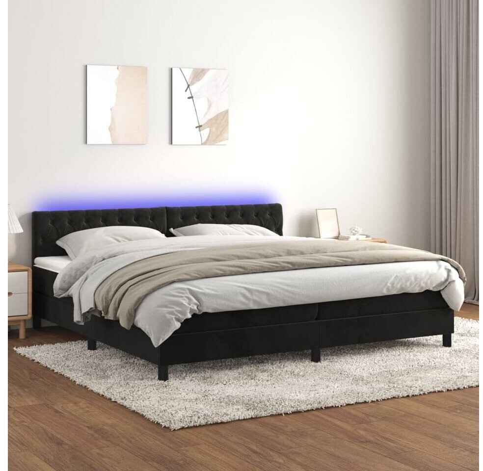 vidaXL Box spring bed with mattress & LED 200x200cm velvet (3134605)