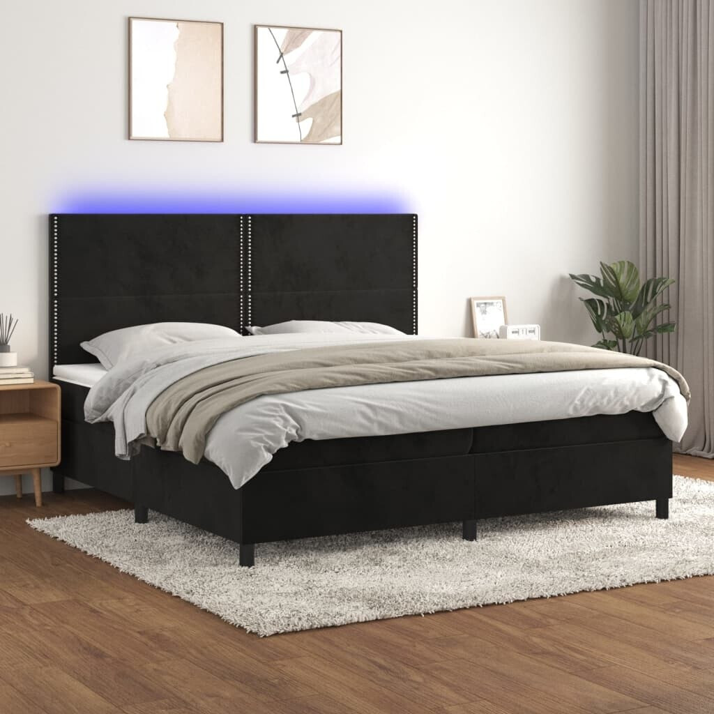 vidaXL Box spring bed with mattress & LED 200x200cm velvet (3136085)