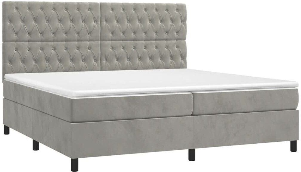 vidaXL Box spring bed with mattress & LED 200x200cm velvet (3136323)