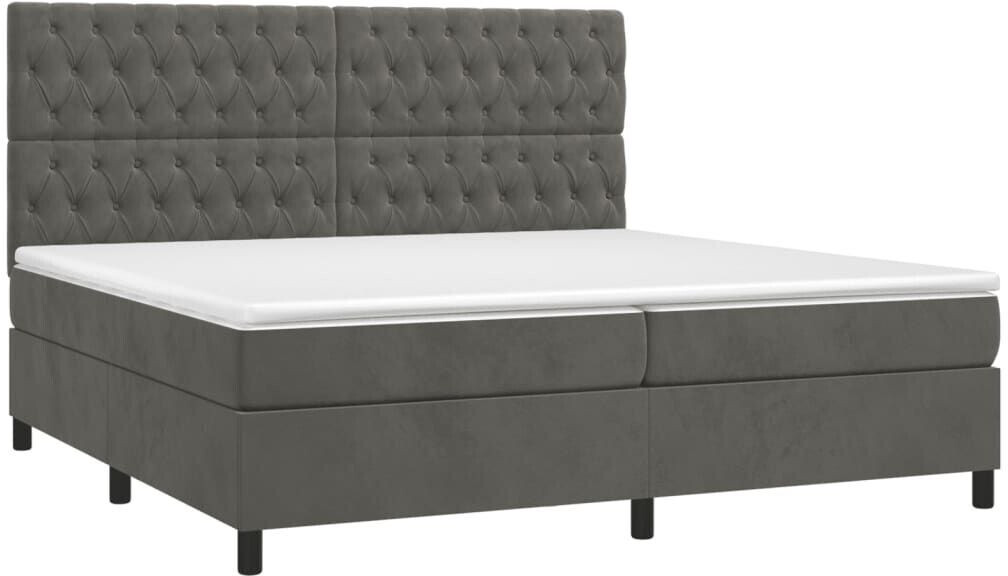 vidaXL Box spring bed with mattress & LED 200x200cm velvet (3136324)