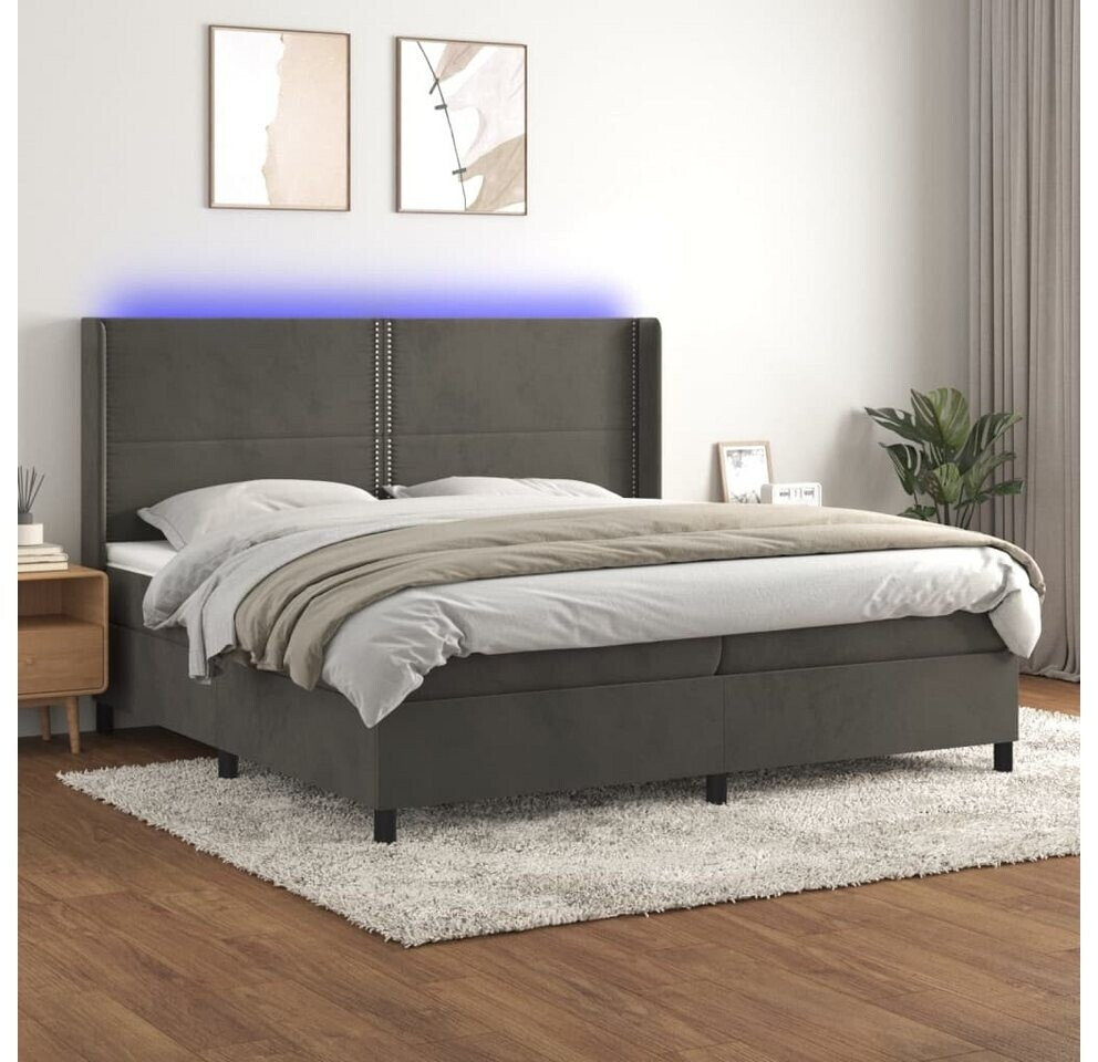 vidaXL Box spring bed with mattress & LED 200x200cm velvet (3139524)