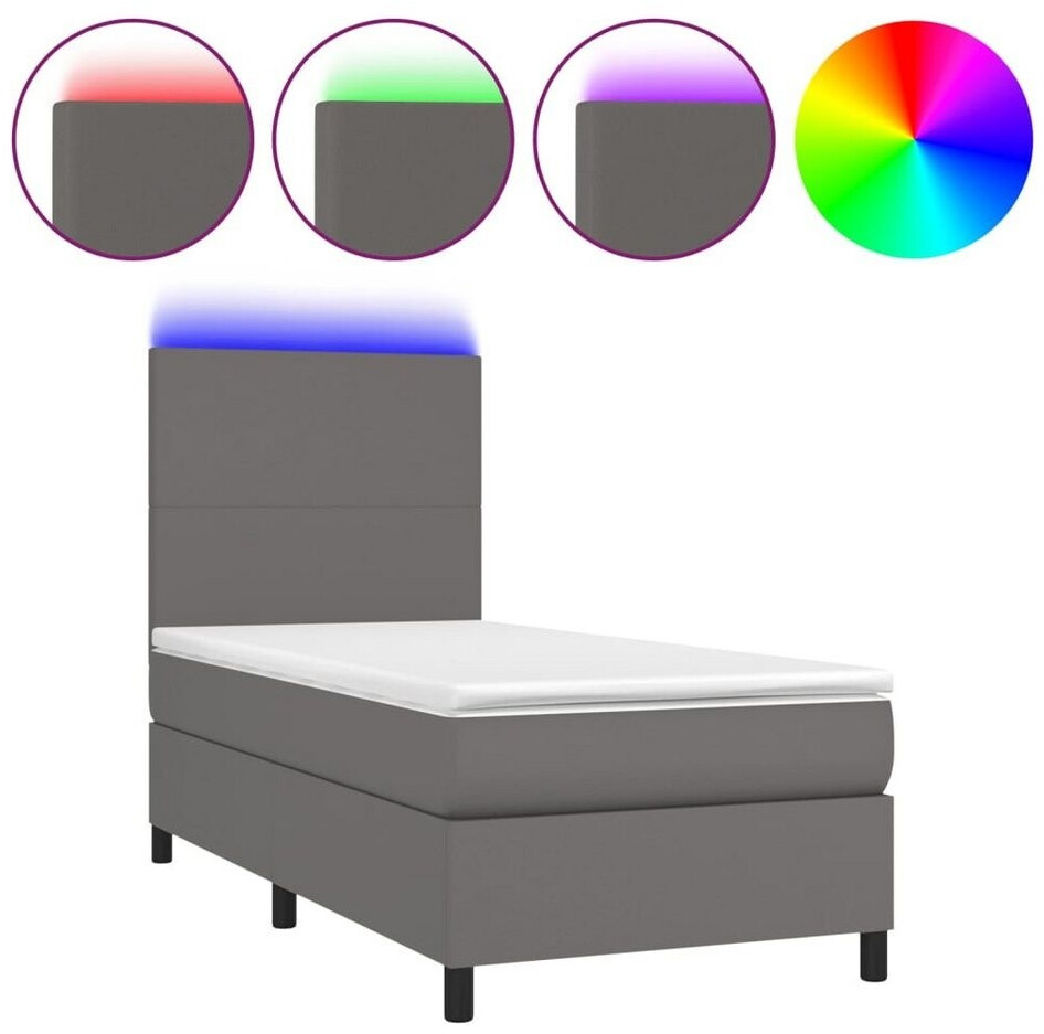 vidaXL Box spring bed with mattress & LED 80x200cm artificial leather (3135793)