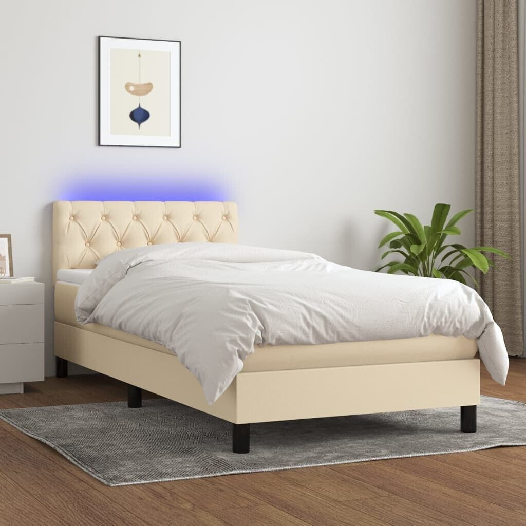 vidaXL Box spring bed with mattress & LED 80x200cm fabric (3133354)