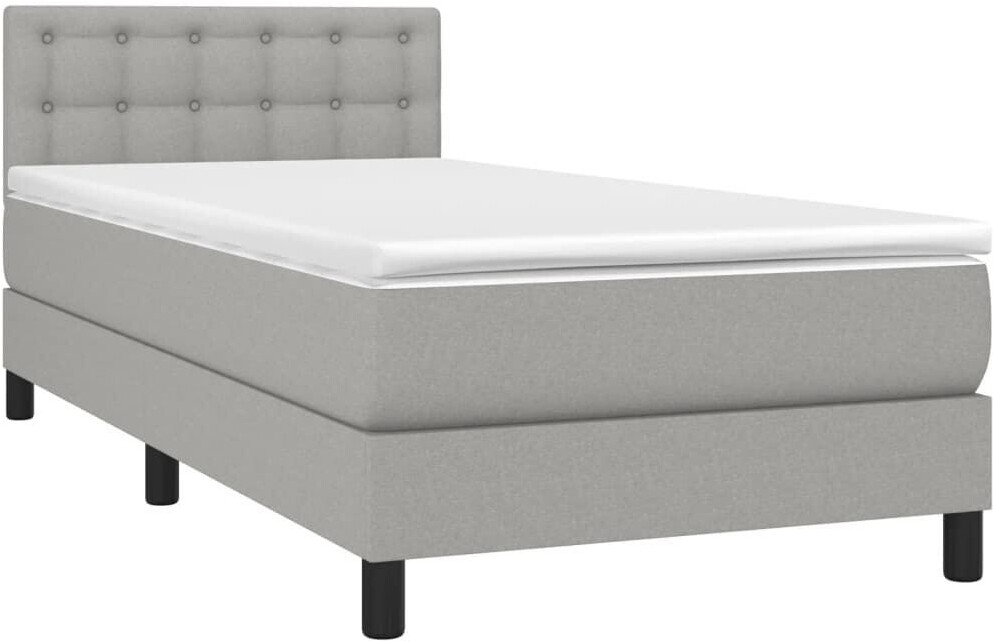 vidaXL Box spring bed with mattress & LED 80x200cm fabric (3133429)