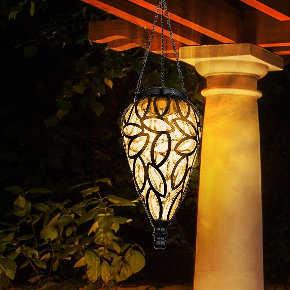 Globo Solarlampe hängend led Solarleuchte im Tropfen Design Metall