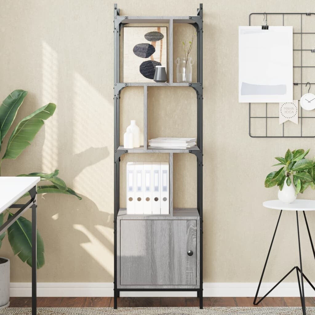 vidaXL Bücherregal mit Tür Grau Sonoma 44,5x30x154,5 cm (833356)