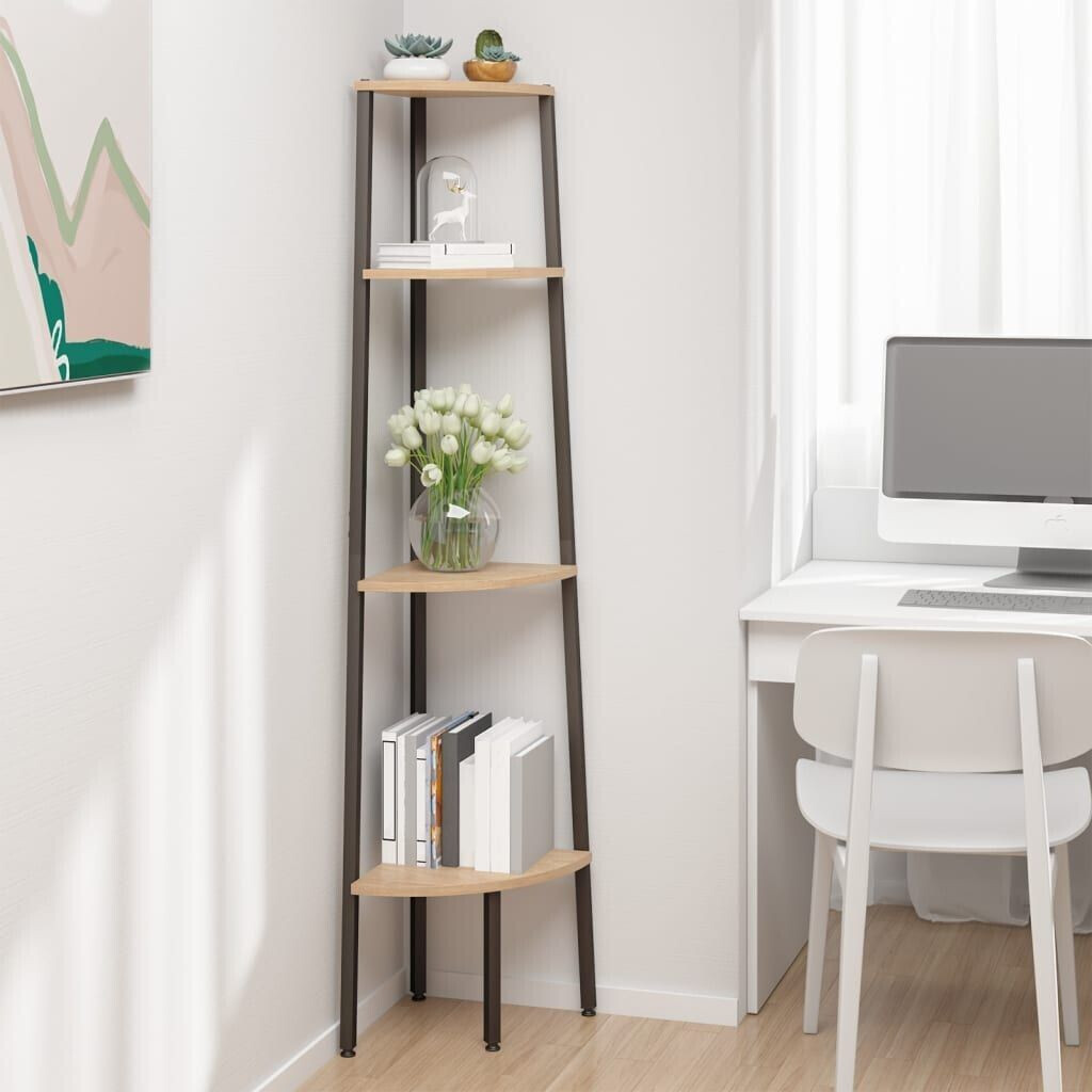 vidaXL Eckregal mit 4 Böden Hellbraun und Schwarz 45,5x31,5x150 cm (336391)