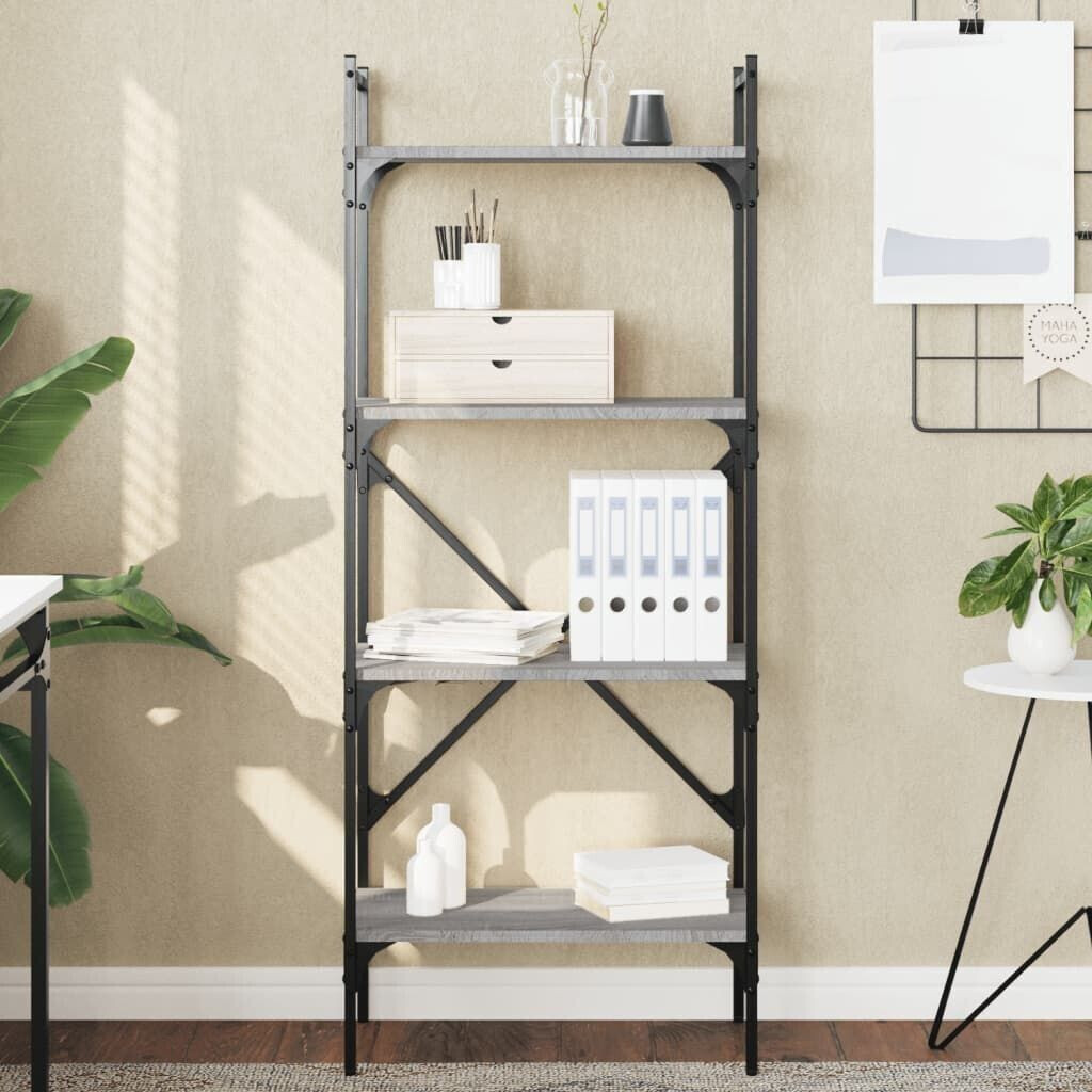 vidaXL Bücherregal 4 Fächer Grau Sonoma 56x31,5x138,5 cm (833341)