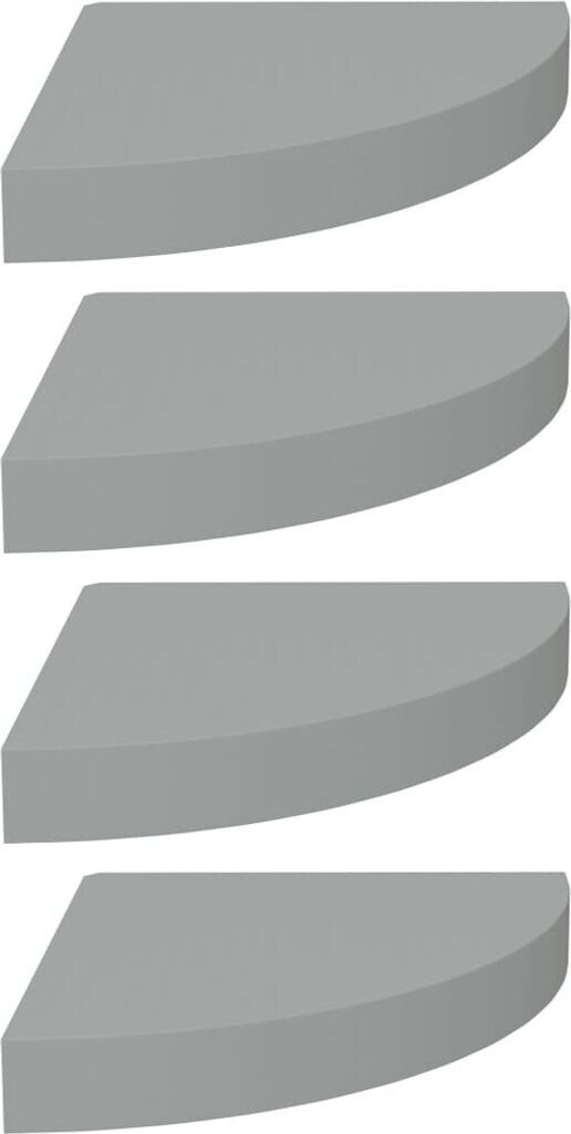 vidaXL Eck-Schweberegale 4 Stk. Grau 25x25x3,8 cm MDF (323903)