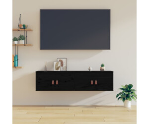 vidaXL Wandschränke 2 Stk. Schwarz 60x30x30 cm Massivholz Kiefer (818374)