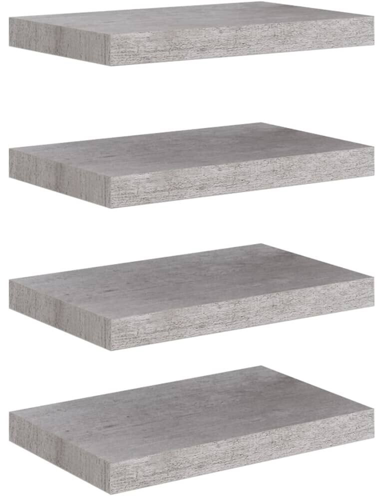 vidaXL Schweberegale 4 Stk. Betongrau 40x23x3,8 cm MDF (326593)