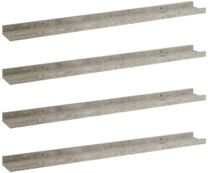 vidaXL Wandregale 4 Stk. Betongrau 80x9x3 cm (326706)