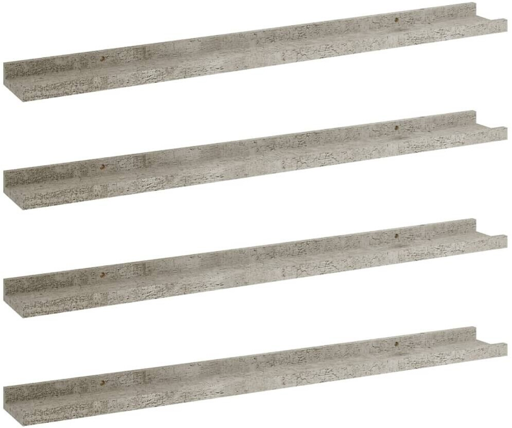 vidaXL Wandregale 4 Stk. Betongrau 80x9x3 cm (326706)
