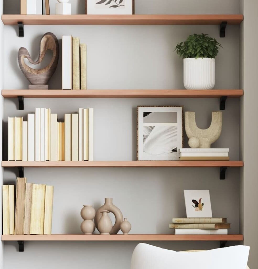 vidaXL Wandregal Hellbraun 100x20x2 cm Massivholz Eiche Behandelt (363677)