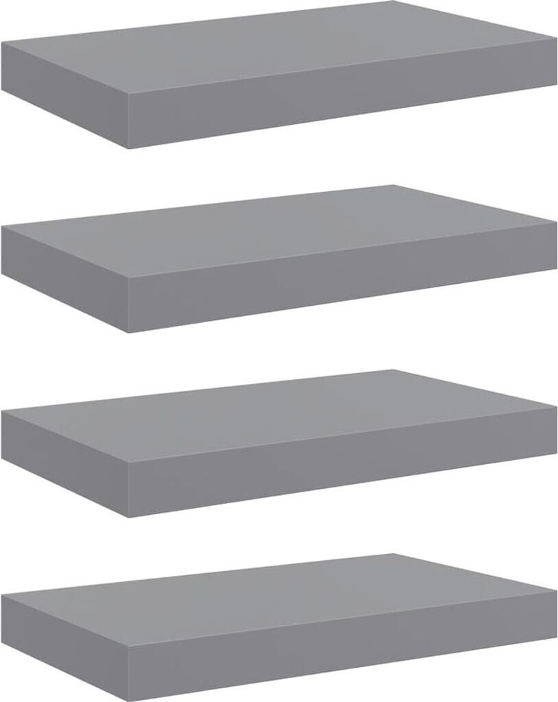 vidaXL Schwebende Wandregale 4 Stk. Grau 40x23x3,8cm MDF (323849)