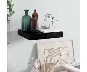 vidaXL Schweberegal Hochglanz-Schwarz 23x23,5x3,8 cm MDF (323760)