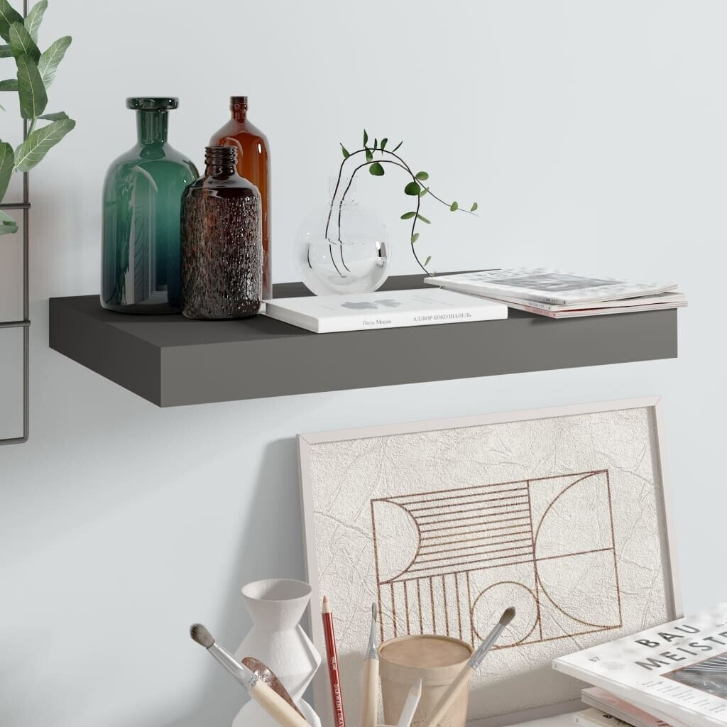 vidaXL Schwebendes Wandregal Hochglanz-Grau 40x23x3,8 cm MDF (323784)