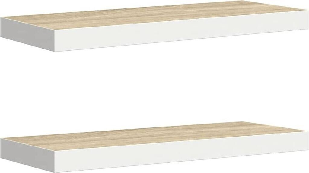 vidaXL Schweberegale 2 Stk. Eichen-Optik und Weiß 60x23,5x3,8 cm MDF (326577)