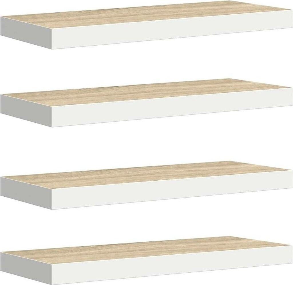 vidaXL Schweberegale 4 Stk. Eichen-Optik und Weiß 60x23,5x3,8 cm MDF (326578)
