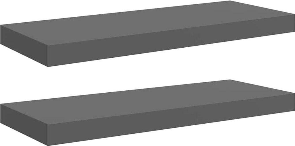 vidaXL Schweberegale 2 Stk. Hochglanz-Grau 60x23,5x3,8 cm MDF (323791)