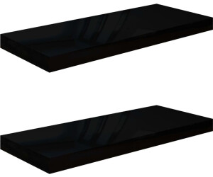 vidaXL Schweberegale 2 Stk. Hochglanz-Schwarz 60x23,5x3,8 cm MDF (323770)