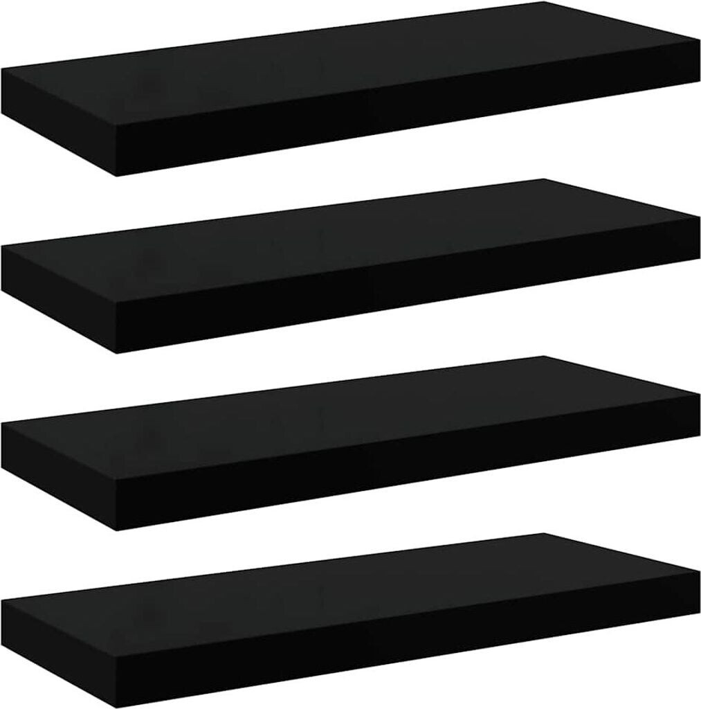 vidaXL Schweberegale 4 Stk. Hochglanz-Schwarz 60x23,5x3,8 cm MDF (323771)