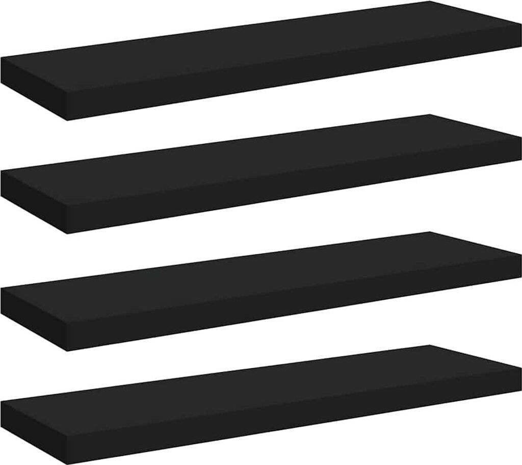 vidaXL Schweberegale 4 Stk. Schwarz 80x23,5x3,8 cm MDF (323837)