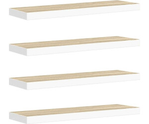 vidaXL Schweberegale 4 Stk. Eichen-Optik und Weiß 80x23,5x3,8 cm MDF (326581)