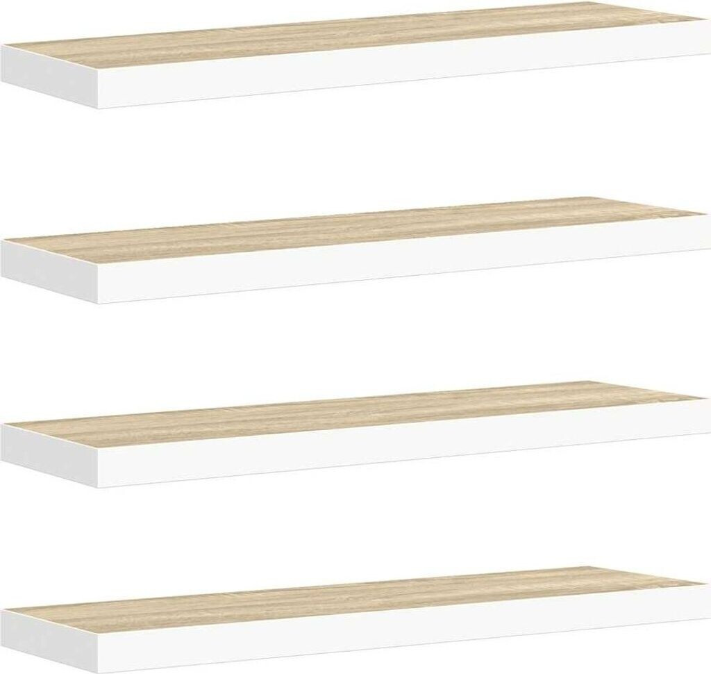 vidaXL Schweberegale 4 Stk. Eichen-Optik und Weiß 80x23,5x3,8 cm MDF (326581)