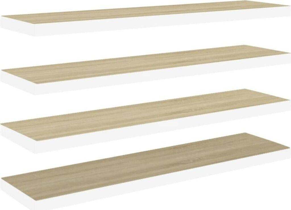 vidaXL Schweberegale 4 Stk. Eiche und Weiß 90x23,5x3,8 cm MDF (326584)