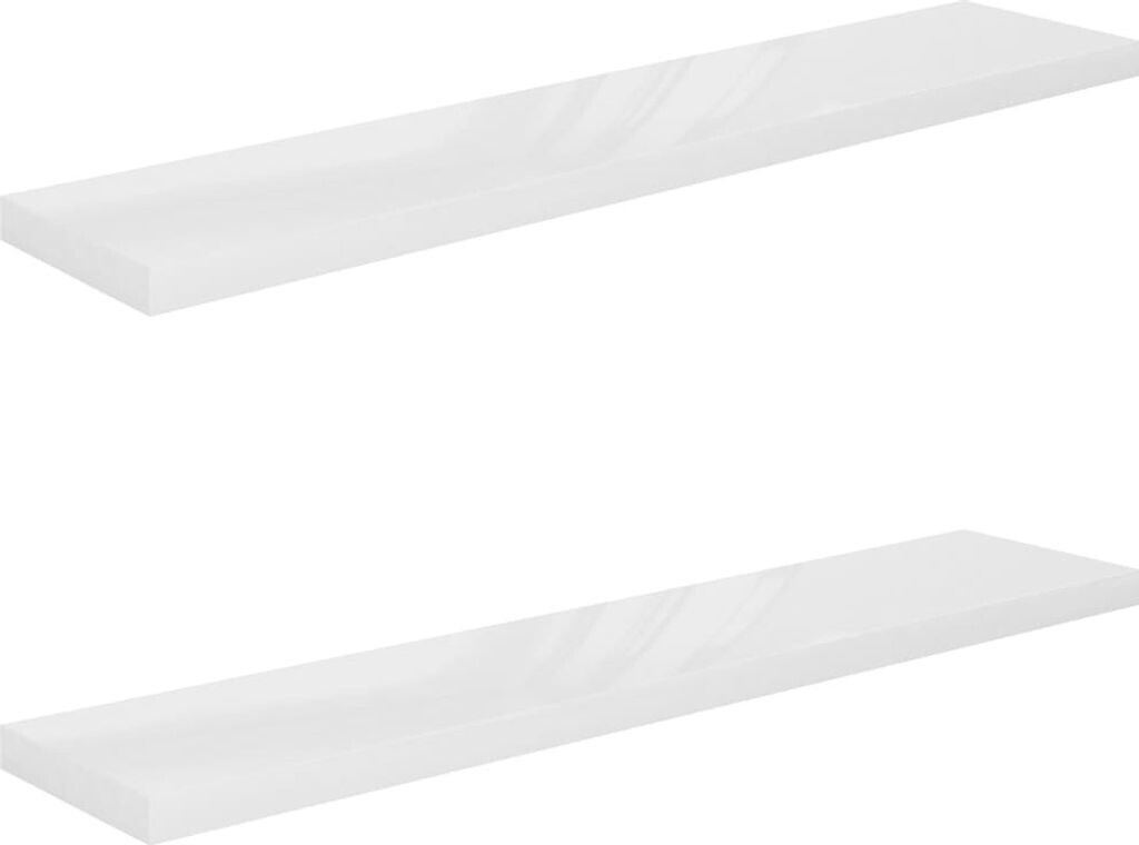 vidaXL Schweberegale 2 Stk. Hochglanz-Weiß 120x23,5x3,8 cm MDF (323758)