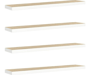 vidaXL Schweberegale 4 Stk. Eichen-Optik und Weiß 120x23,5x3,8 cm MDF (326587)