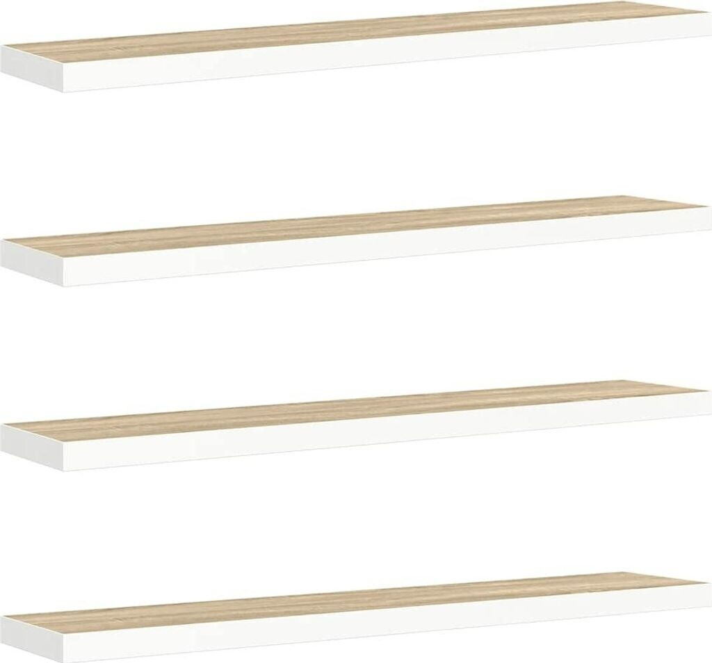 vidaXL Schweberegale 4 Stk. Eichen-Optik und Weiß 120x23,5x3,8 cm MDF (326587)