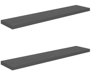 vidaXL Schweberegale 2 Stk. Hochglanz-Grau 120x23,5x3,8 cm MDF (323800)