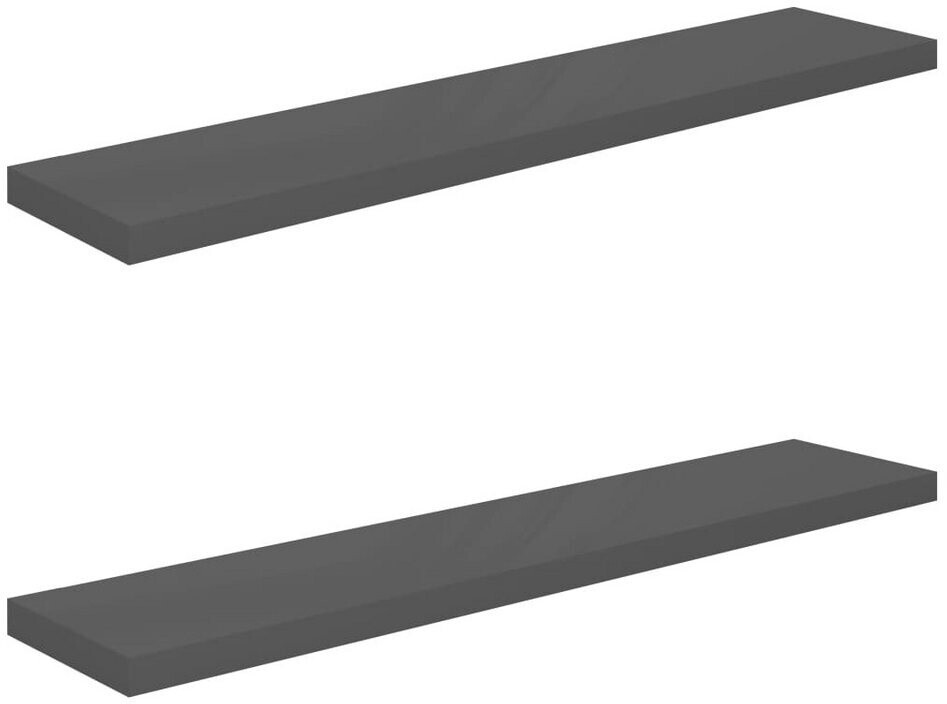 vidaXL Schweberegale 2 Stk. Hochglanz-Grau 120x23,5x3,8 cm MDF (323800)