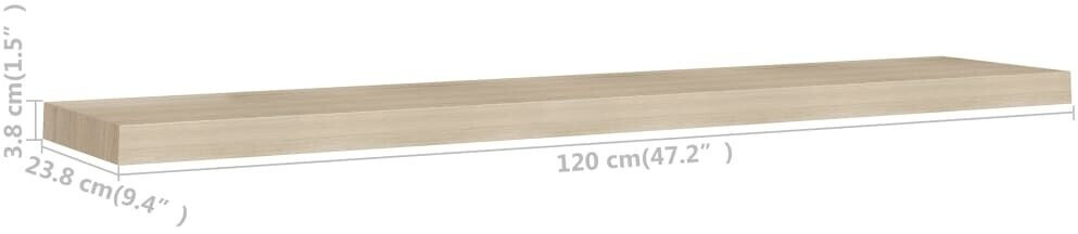 vidaXL Schweberegale 4 Stk. Eichen-Optik 120x23,5x3,8 cm MDF (323885)