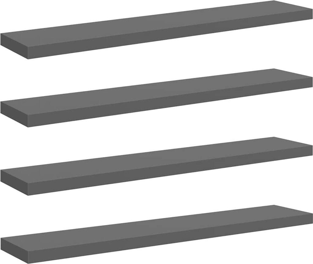 vidaXL Schweberegale 4 Stk. Hochglanz-Grau 120x23,5x3,8 cm MDF (323801)