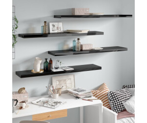 vidaXL Schweberegale 4 Stk. Hochglanz-Schwarz 120x23,5x3,8 cm MDF (323780)