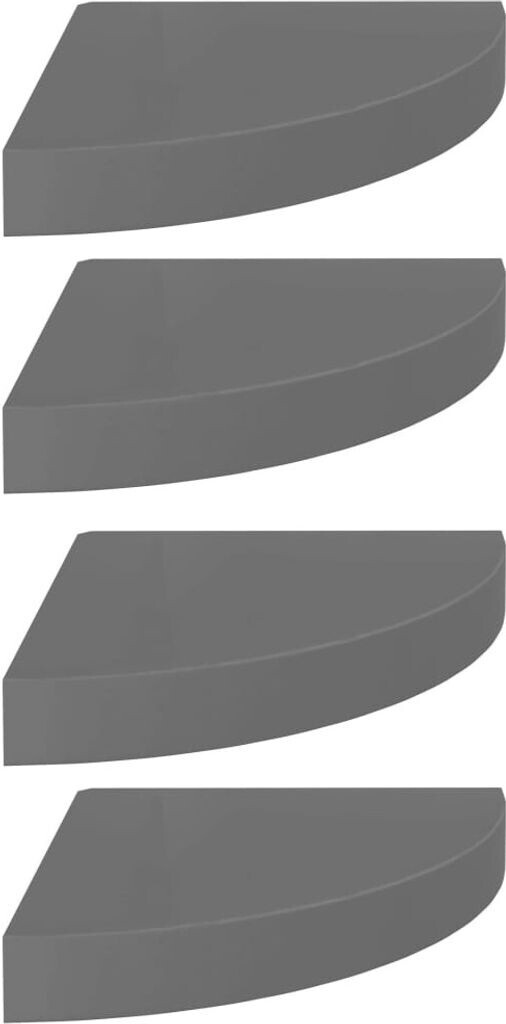 vidaXL Eck-Schweberegale 4 Stk. Hochglanz-Grau 25x25x3,8 cm MDF (323894)