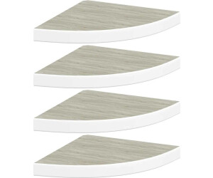vidaXL Eck-Schweberegale 4 Stk. Eichen-Optik und Weiß 35x35x3,8 cm MDF (326641)