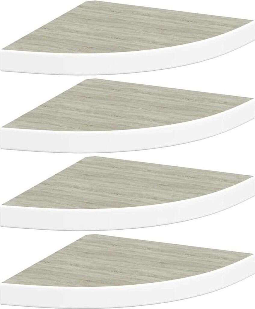 vidaXL Eck-Schweberegale 4 Stk. Eichen-Optik und Weiß 35x35x3,8 cm MDF (326641)