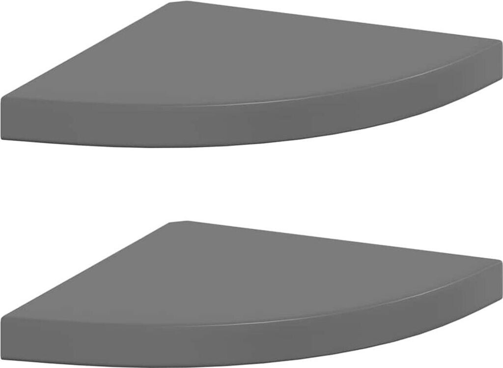 vidaXL Eck-Schweberegale 2 Stk. Hochglanz-Grau 35x35x3,8 cm MDF (323914)