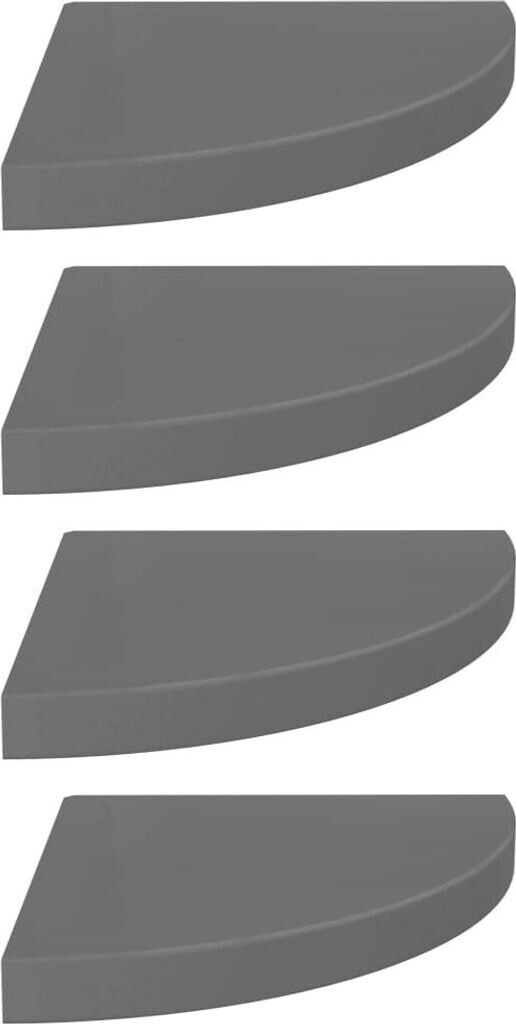 vidaXL Eck-Schweberegale 4 Stk. Hochglanz-Grau 35x35x3,8 cm MDF (323915)